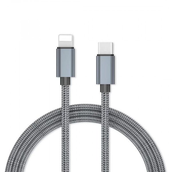 Wholesale 3FT USB-C / Type-C to Lighting Cable Braided Charging Syncing Cord Work with iPhone Connect MacBook and USB-C Adapter (Silver)